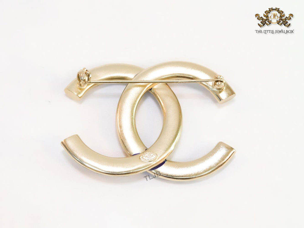 Double C red and blue embossed gold Brooch