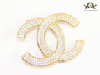 Gold plated twin C brooch with cz