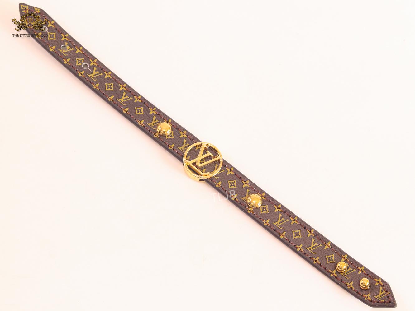 Alphabet L & V brown leather bracelet