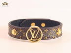 Alphabet L & V brown leather bracelet