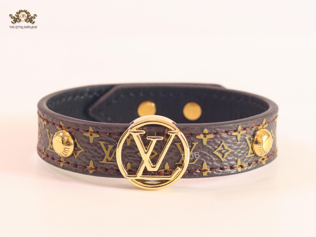Alphabet L & V brown leather bracelet