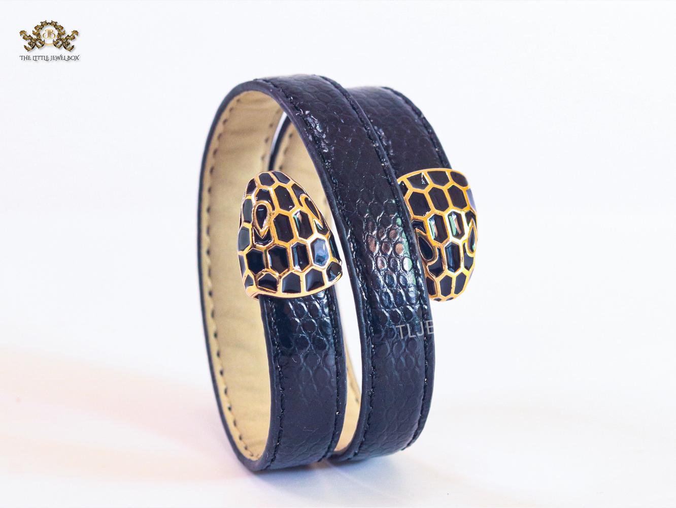 Serpentine black belt bracelet