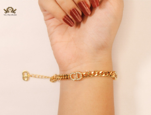 Alphabet CD linked chain bracelet with CZ