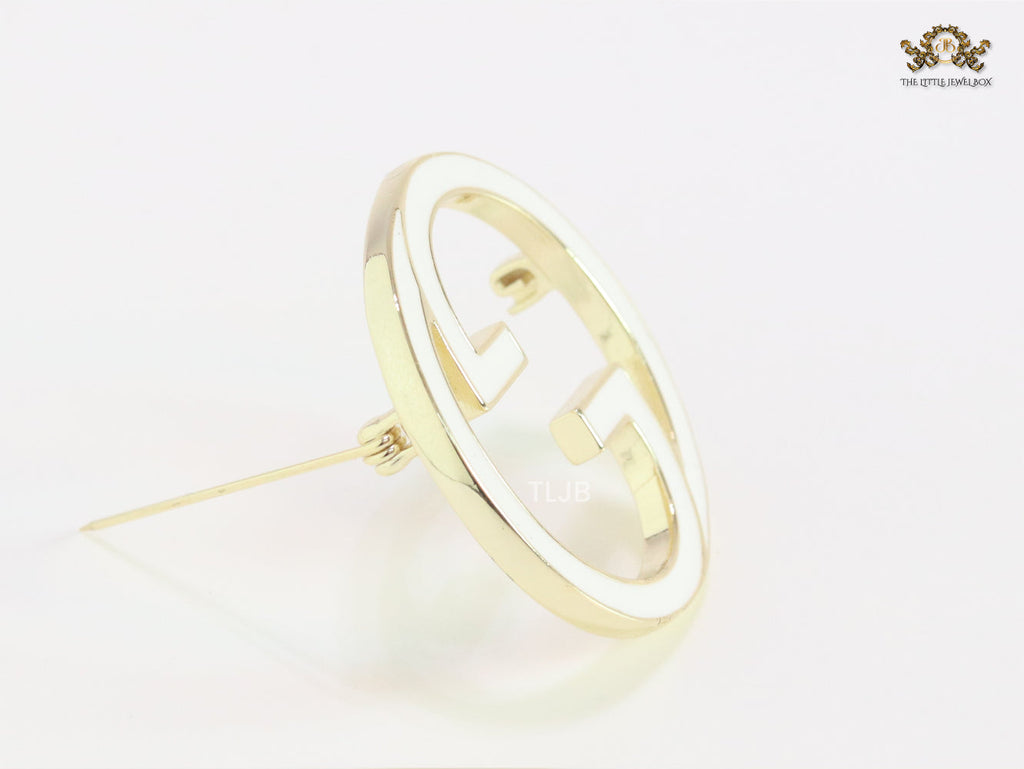 White enamel Double G Brooch