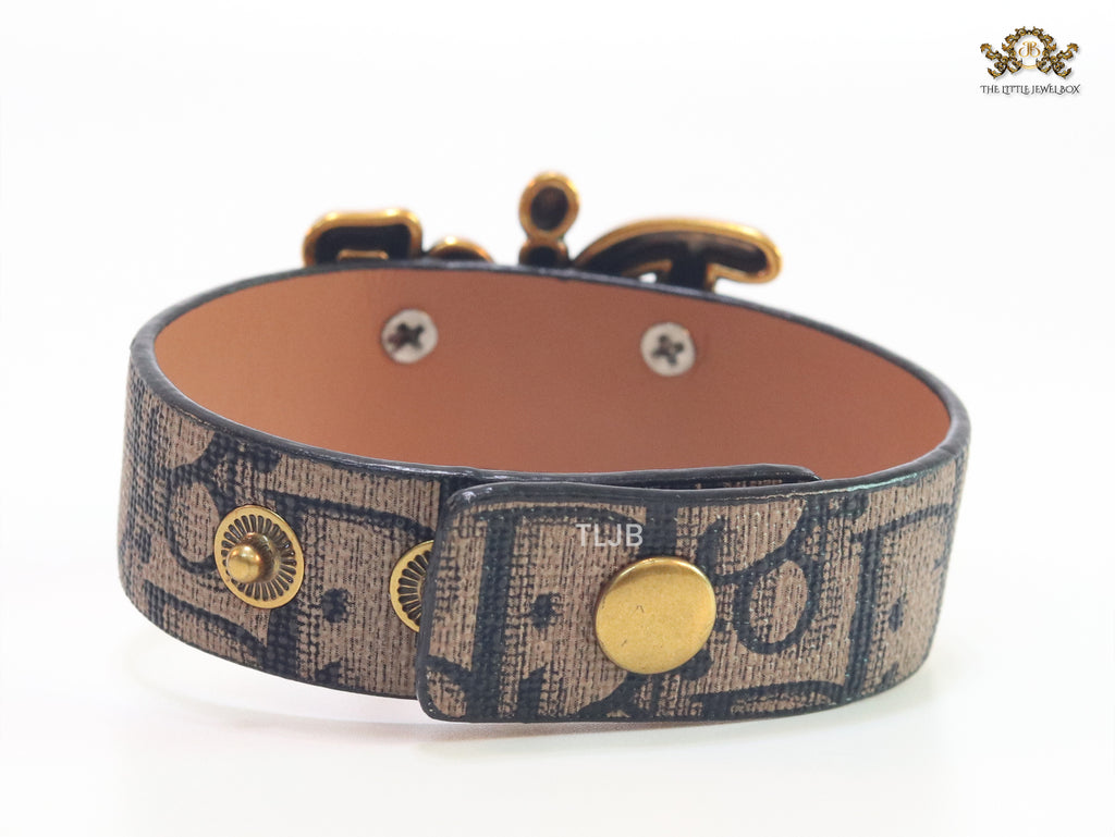 Alphabet D Coffee Brown Strap Bracelet