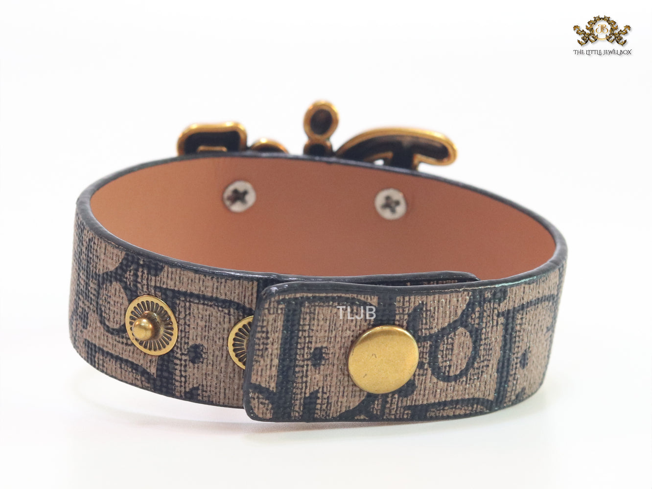 Alphabet D Coffee Brown Strap Bracelet