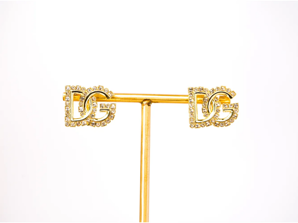 Gold Alphabet DG CZ Stud Earrings