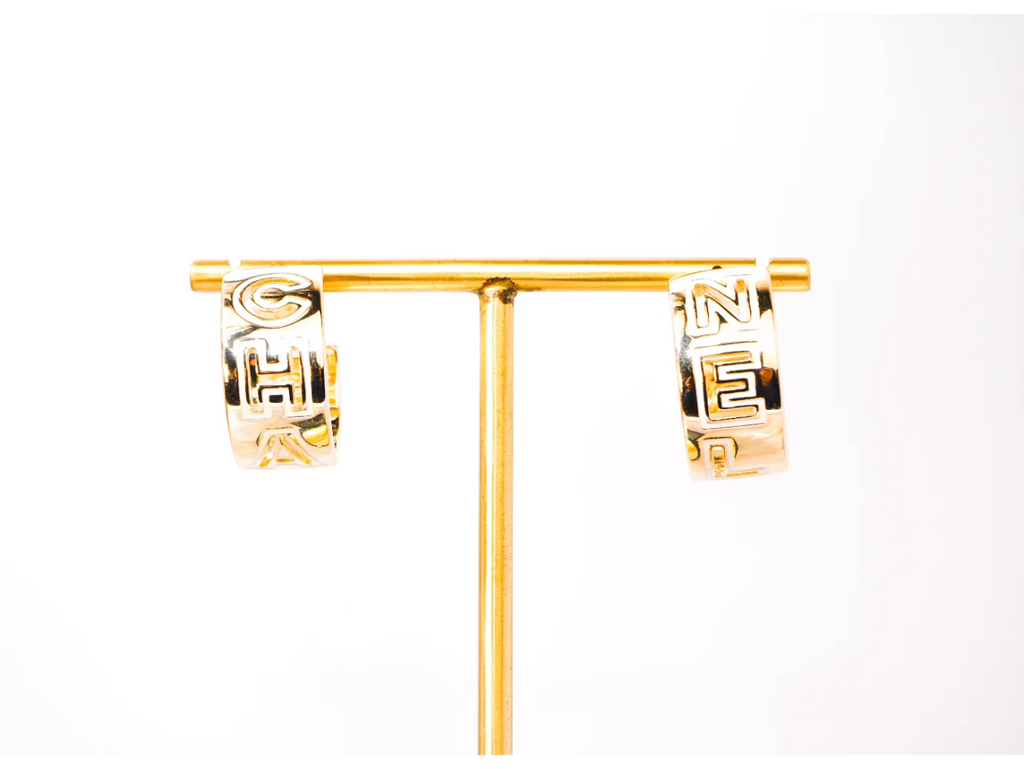 Gold Alphabet C Hoop Earrings