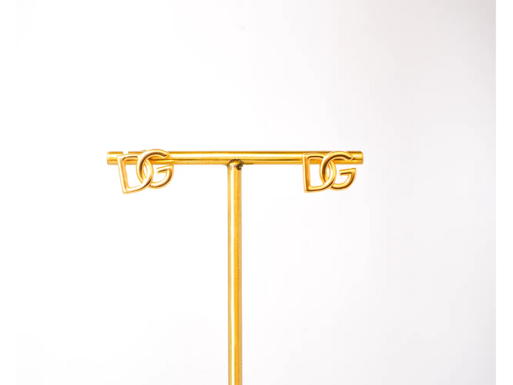 Gold Alphabet DG Stud Earrings