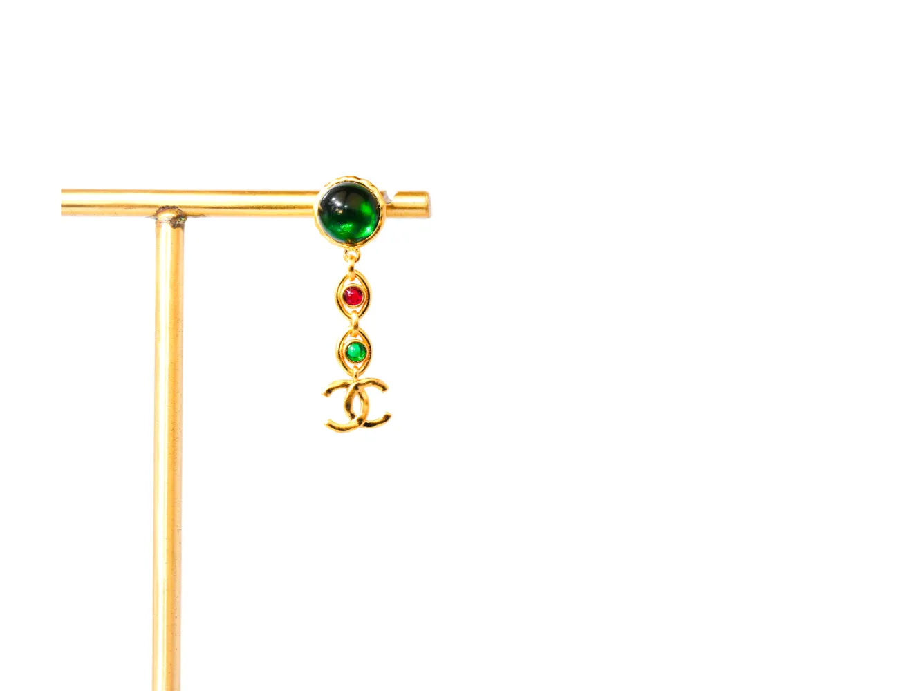 Gold Multicolor Double C Drop Earrings