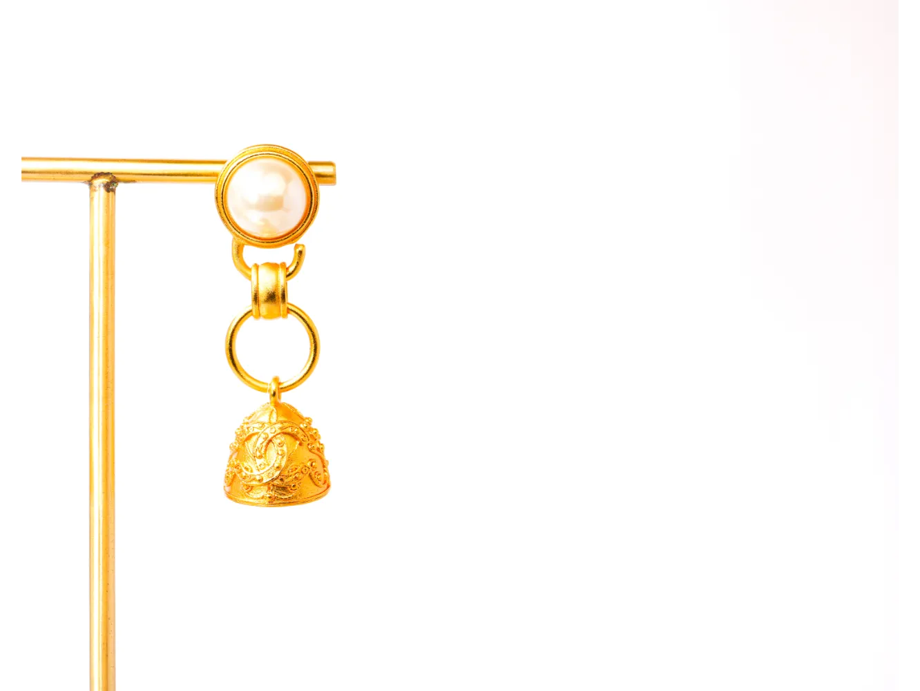 Gold Pearl Dome Jhumka Earrings