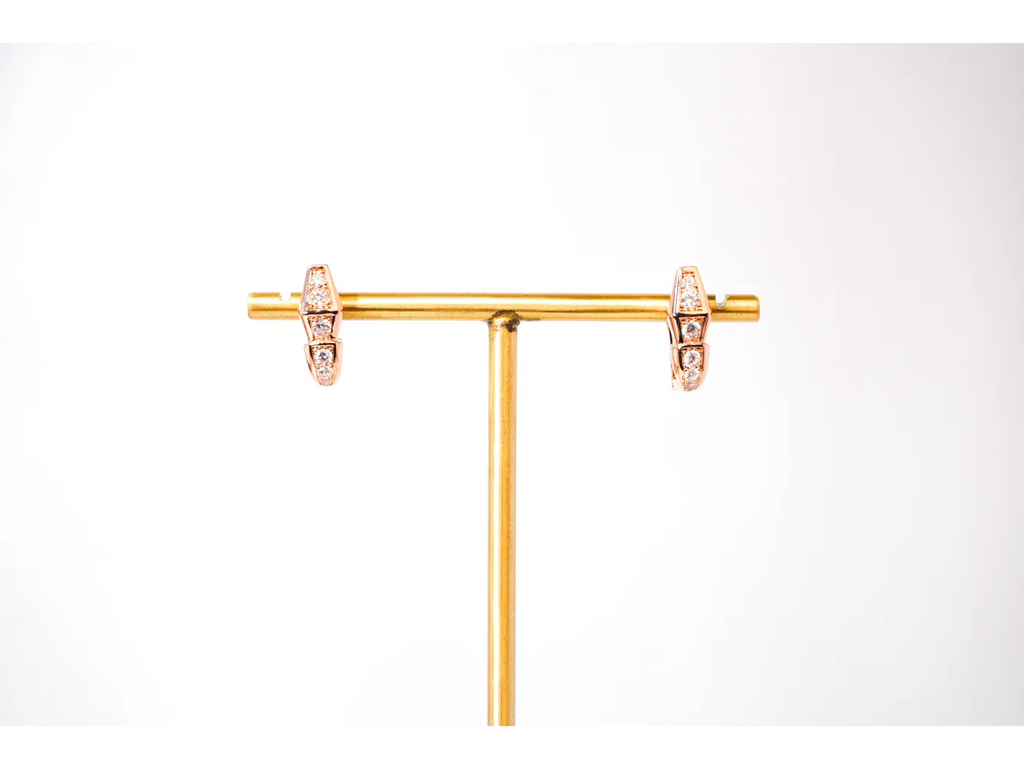 Rose Gold CZ Snake Stud Earrings