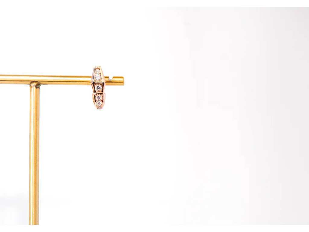 Rose Gold CZ Snake Stud Earrings
