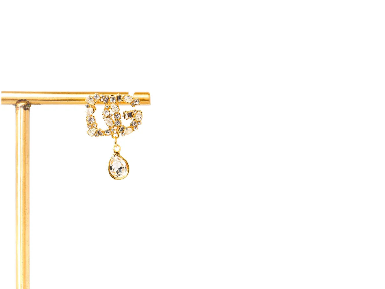 Gold Alphabet DG CZ Drop Earrings