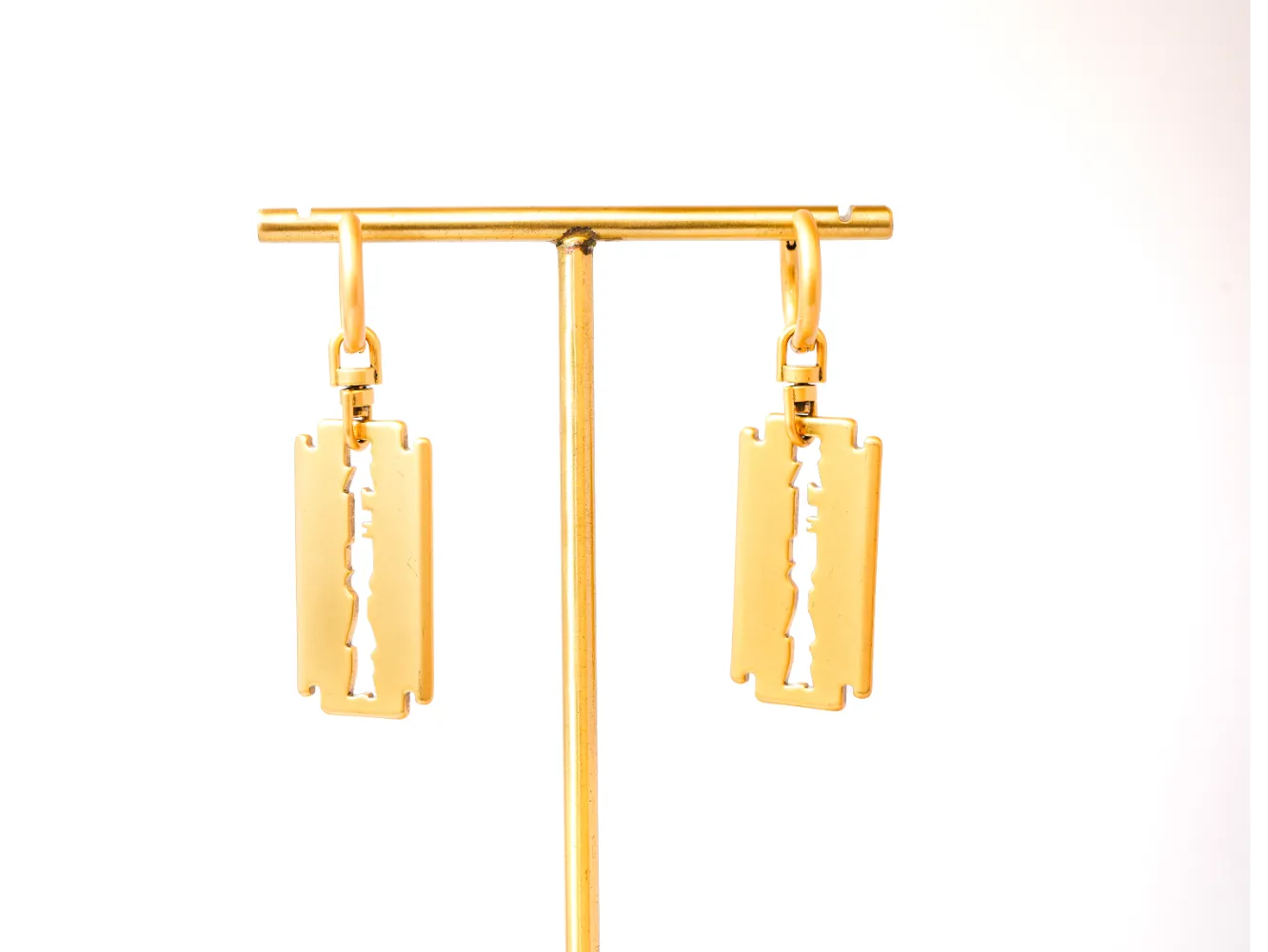 Gold Razor Blade Hoop Earrings