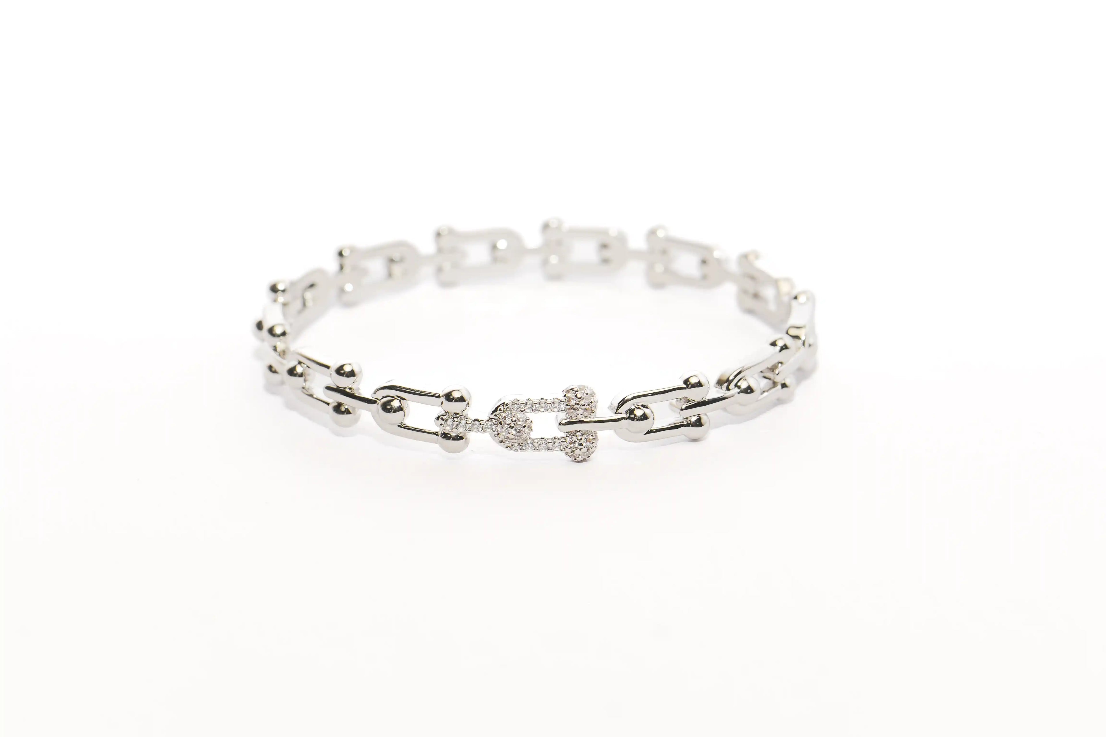 Silver Diamond Link Bracelet