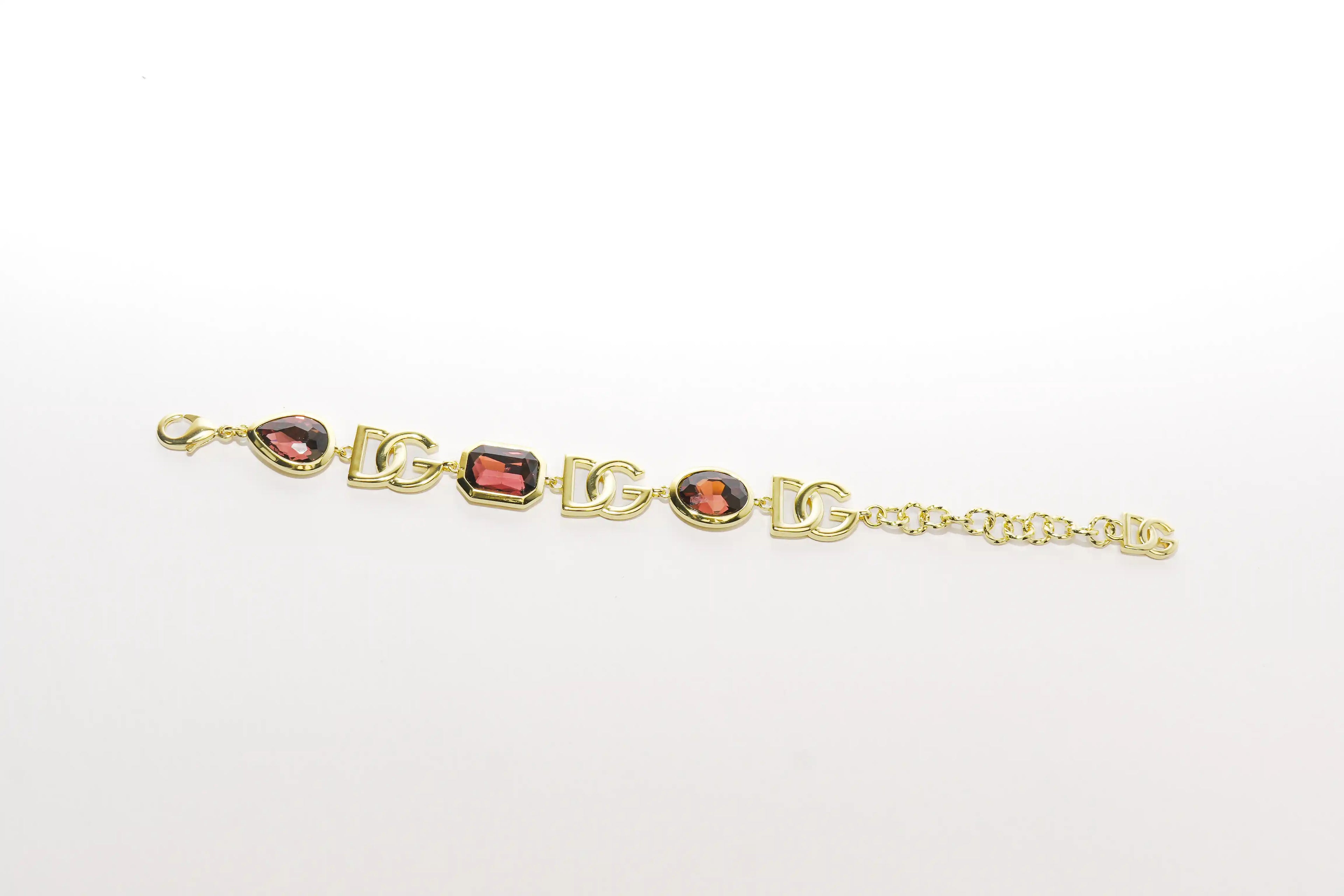 Gold Alphabet DG Gemstone Link Bracelet