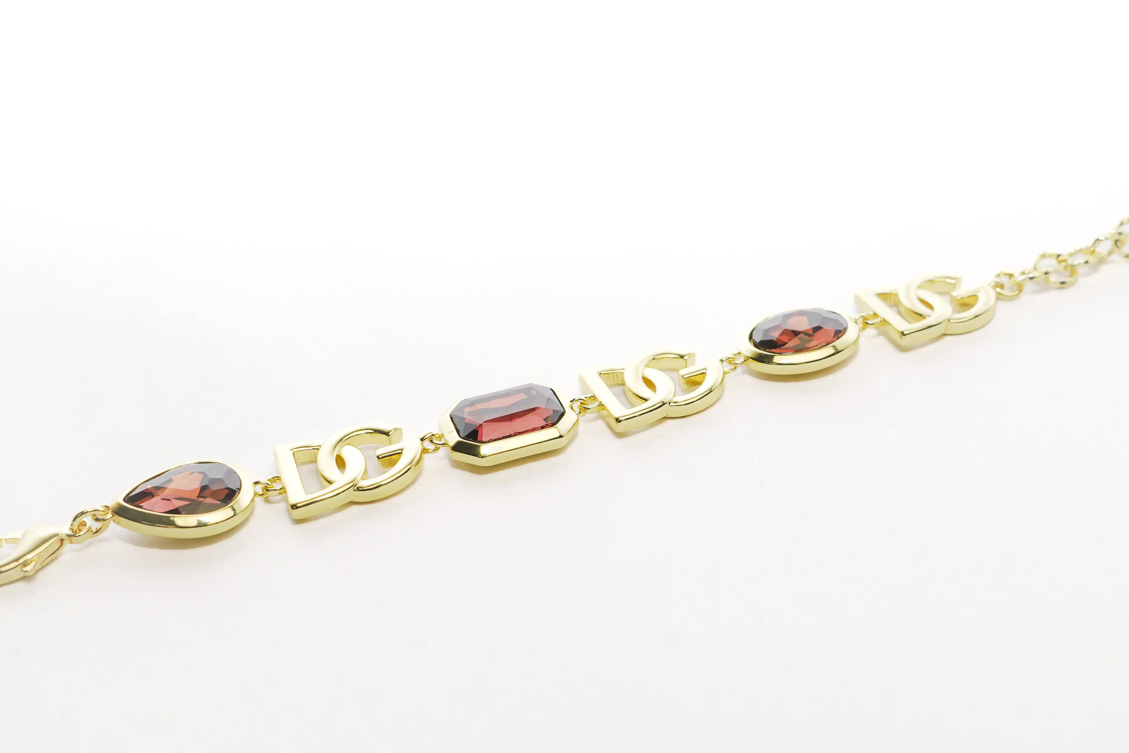 Gold Alphabet DG Gemstone Link Bracelet
