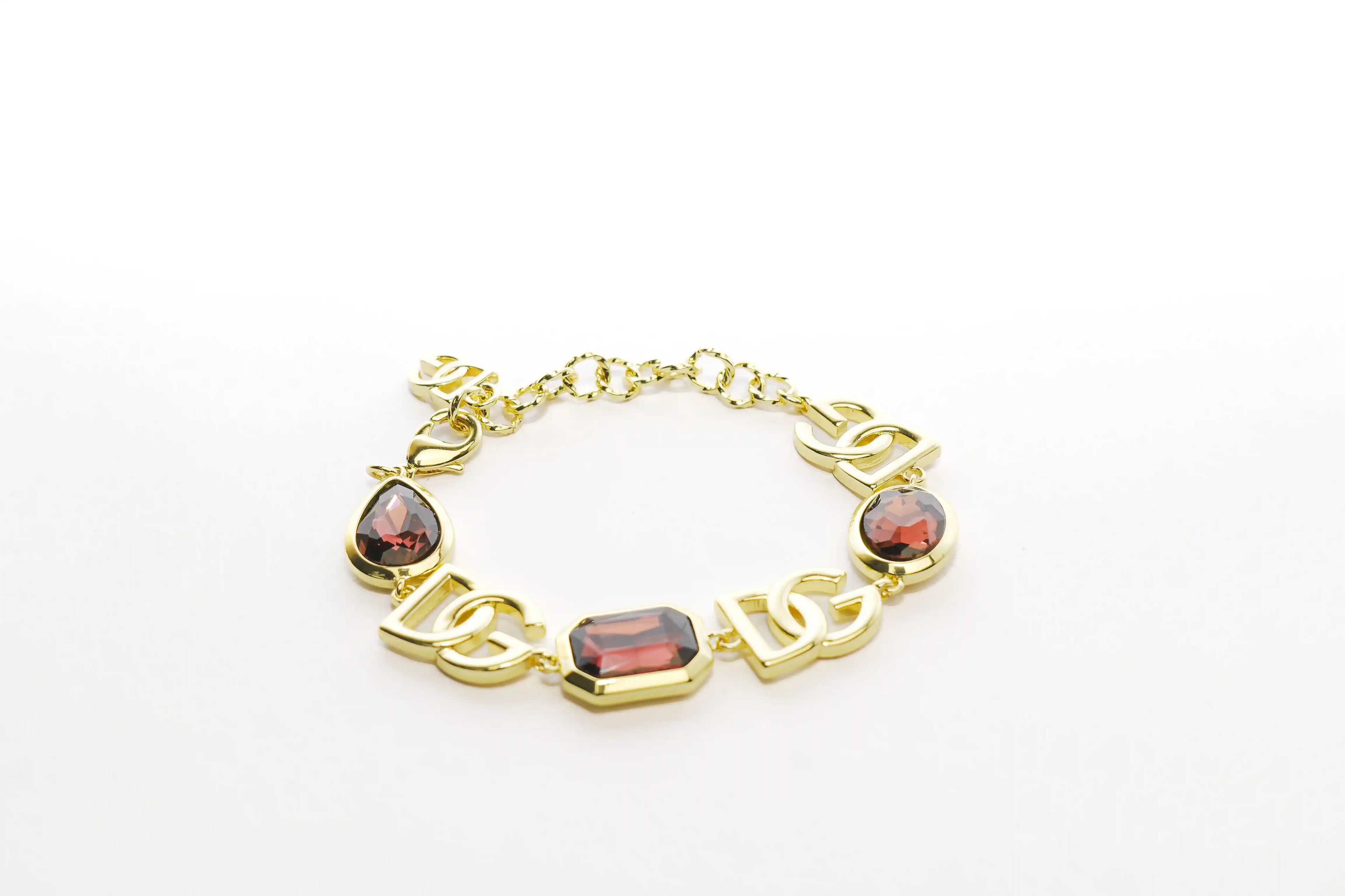 Gold Alphabet DG Gemstone Link Bracelet