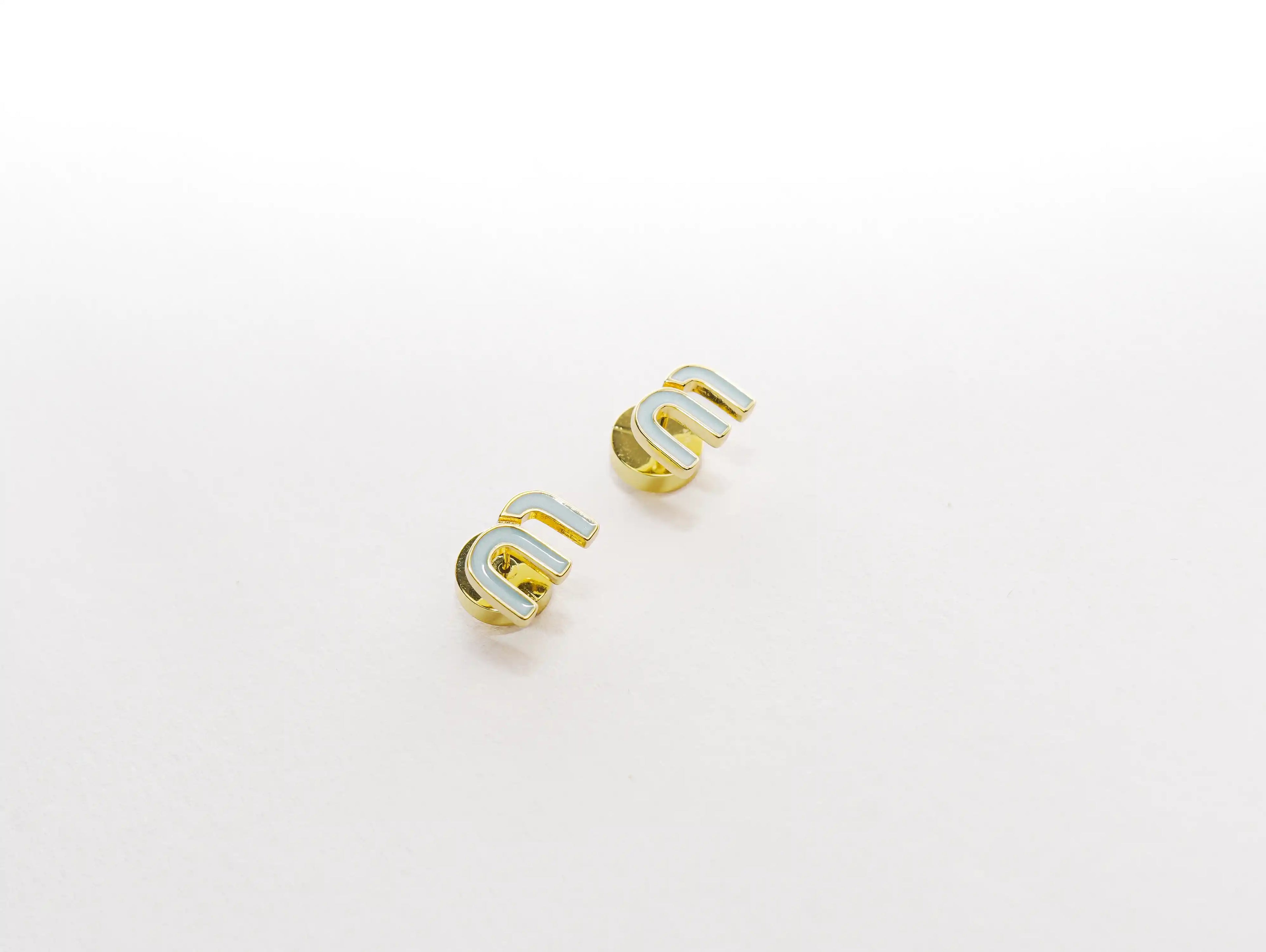 Sky Blue Alphabet M Stud Earrings