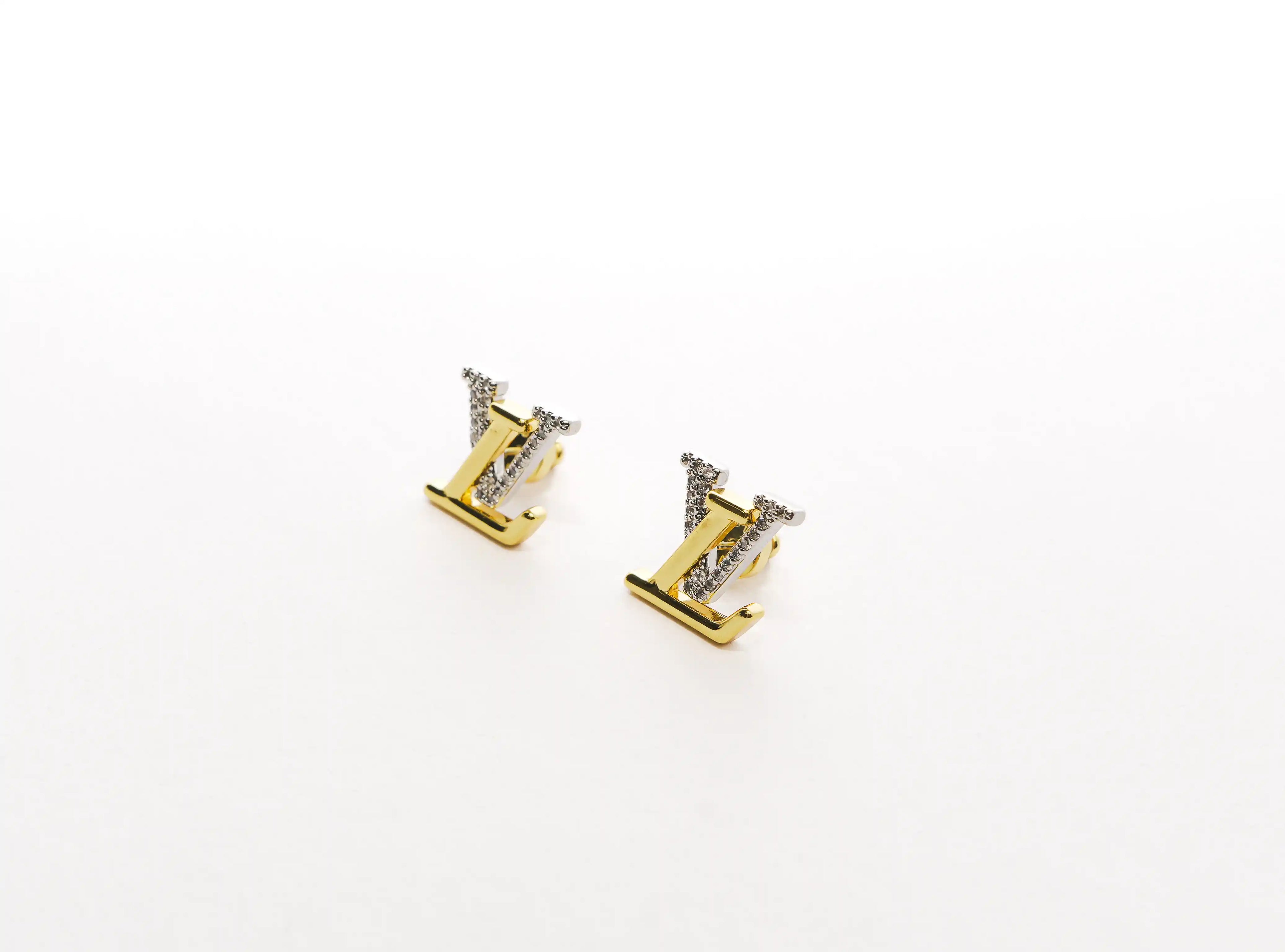 Alphabet LV Crystal Stud Earrings