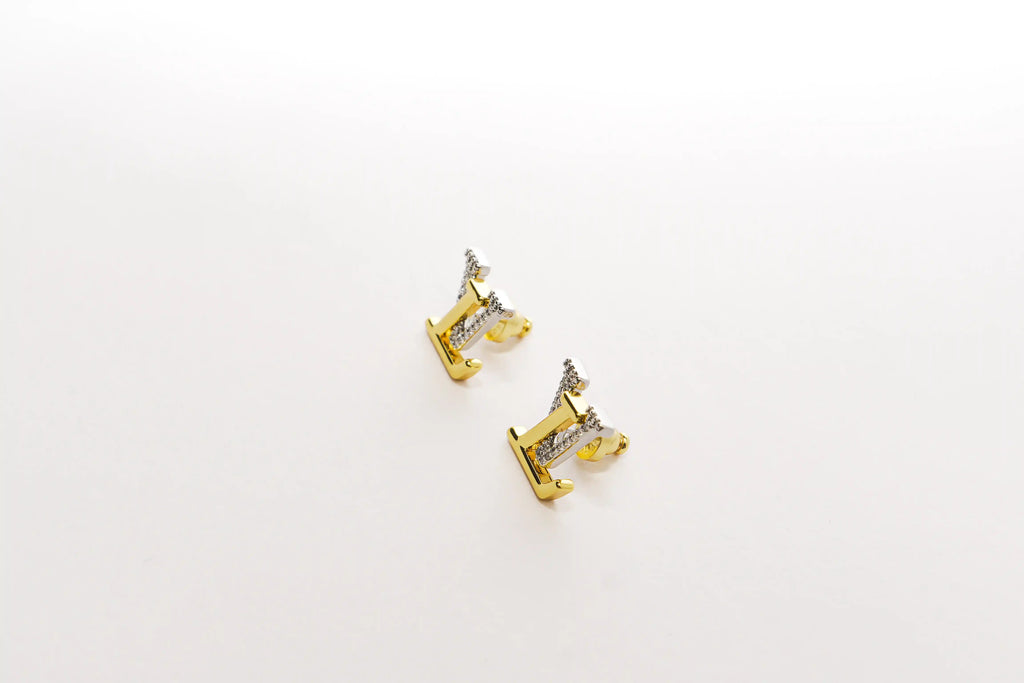 Alphabet LV Crystal Stud Earrings