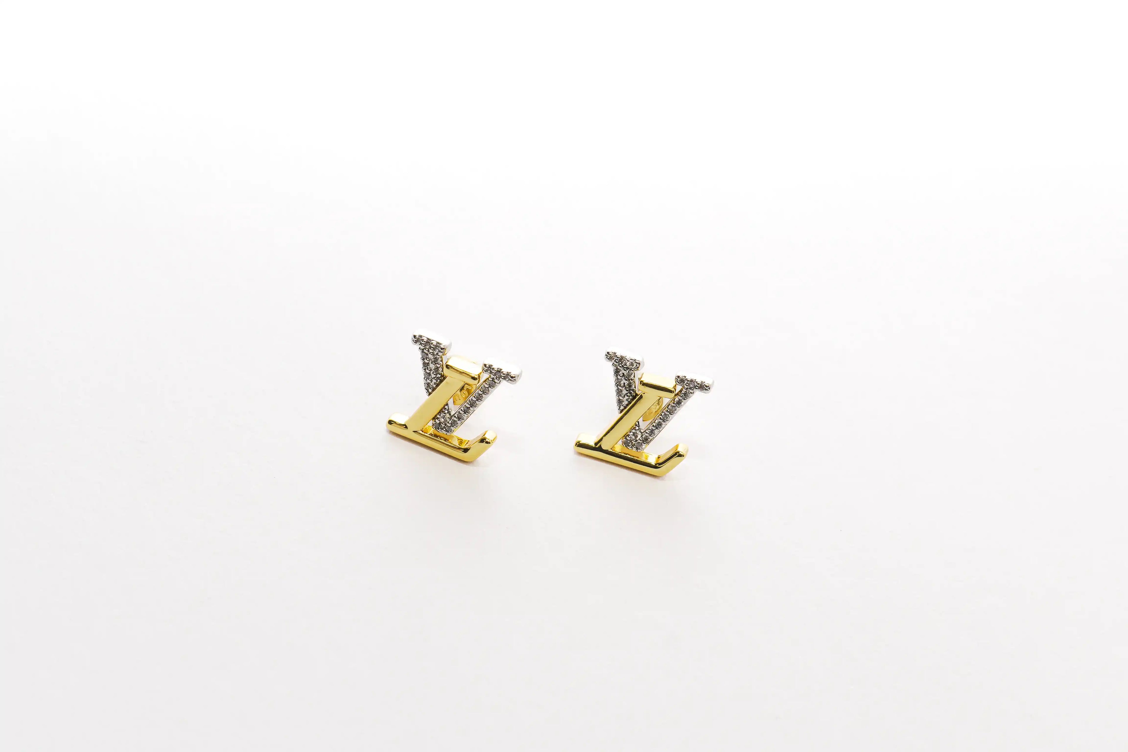 Alphabet LV Crystal Stud Earrings