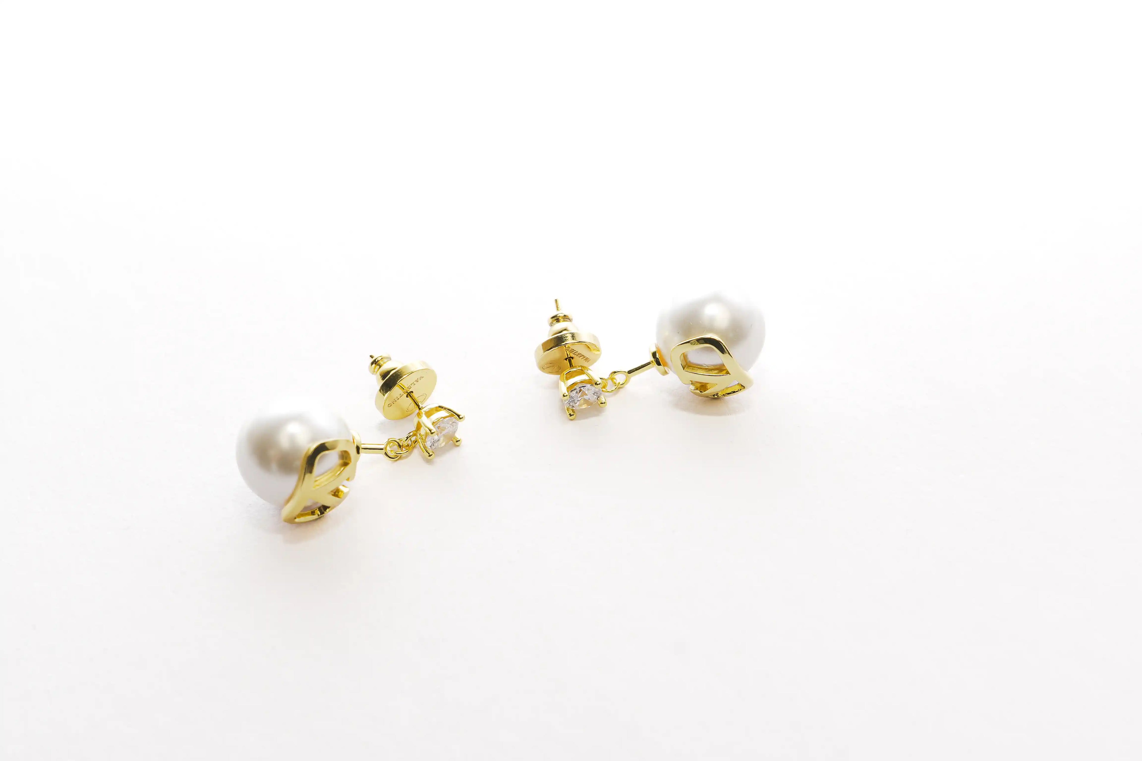 Alphabet V Pearl Drop Earrings