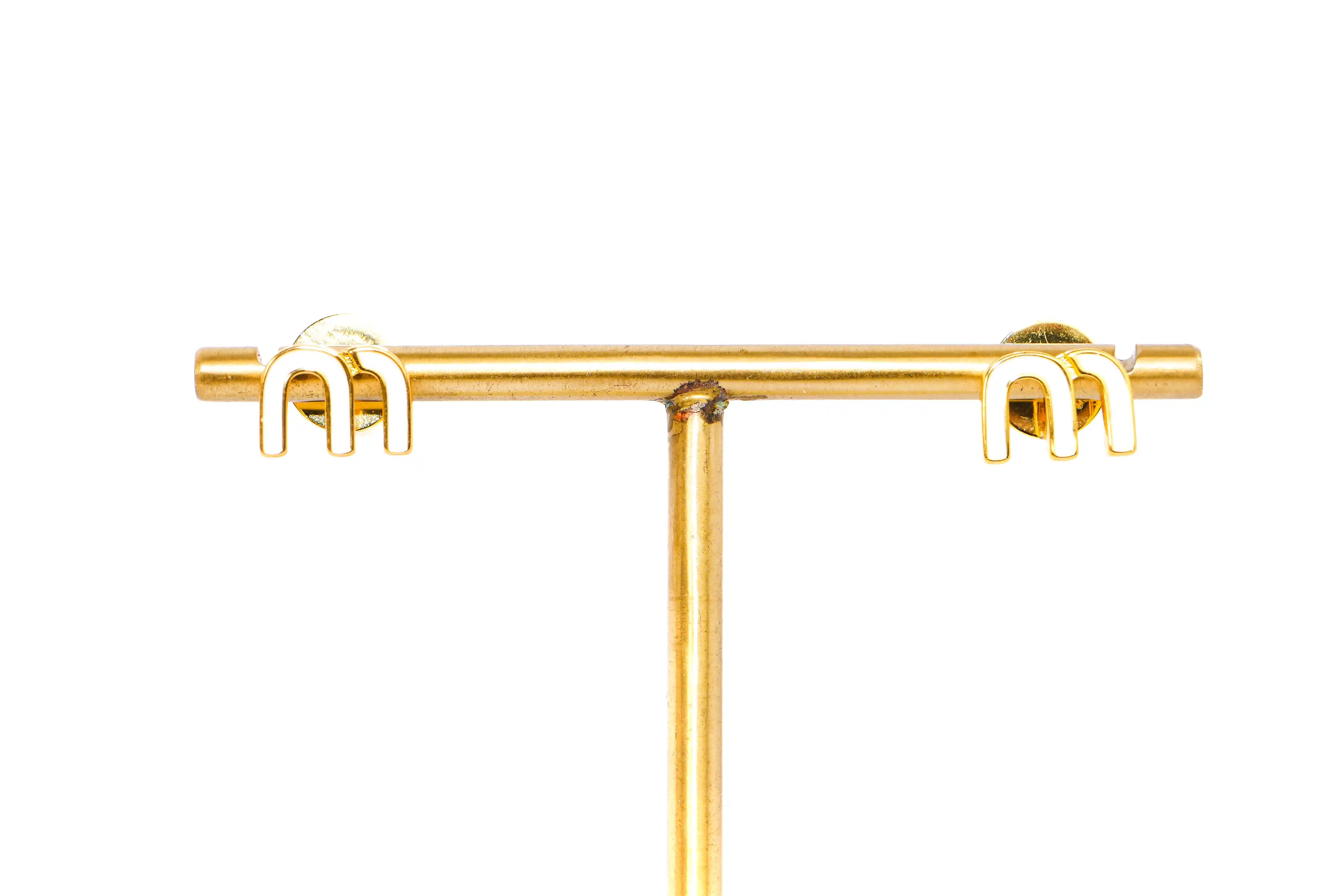 White Alphabet M Stud Earrings