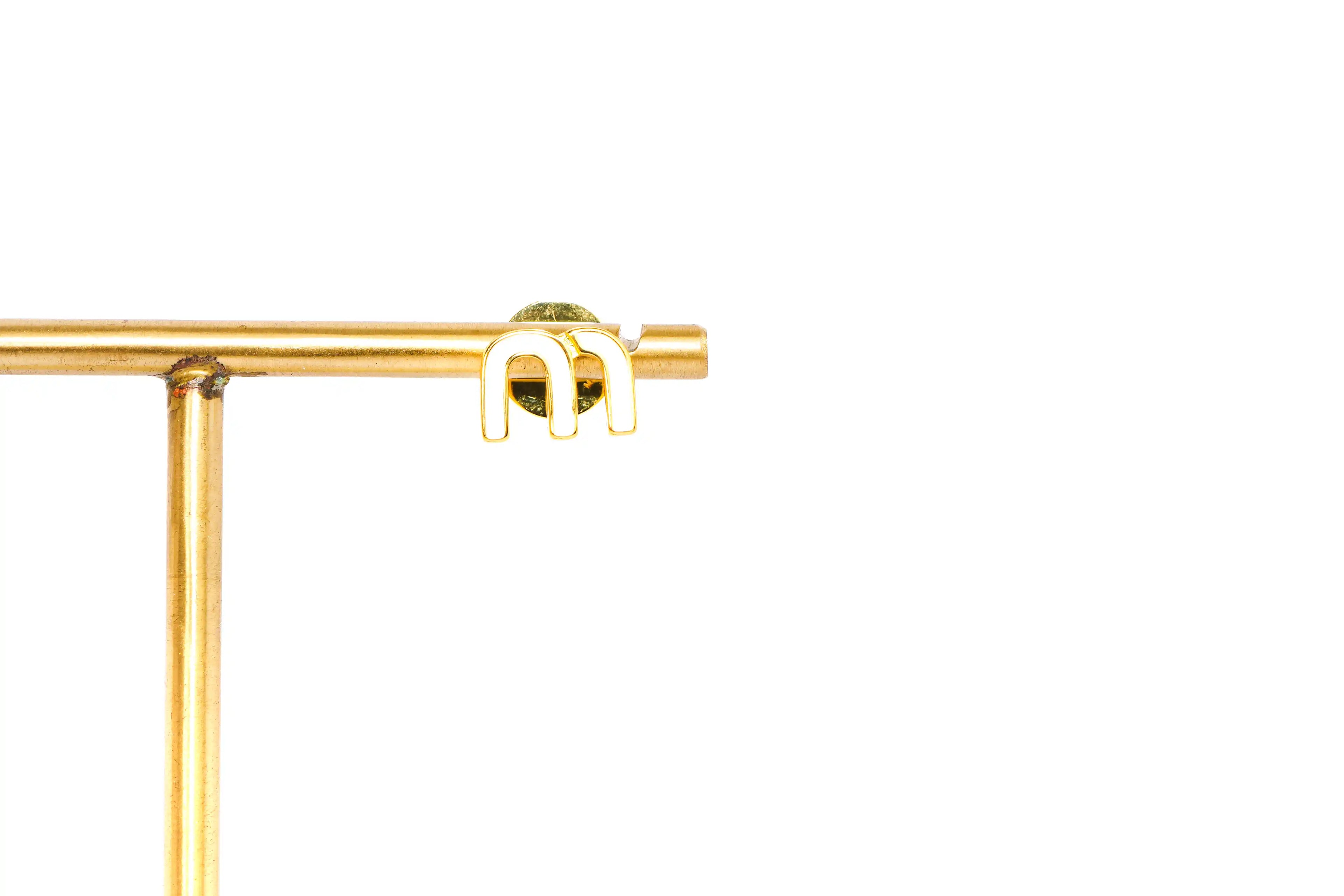 White Alphabet M Stud Earrings