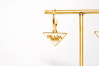 Gold Triangle Logo Drop Hoop Earrings