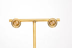 Gold Round Crystal Stud Earrings