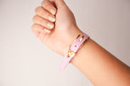 Alphabet P Pink Leather Belted Strap Bracelet | Designer Fashion Wristband