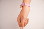 Alphabet P Pink Leather Belted Strap Bracelet | Designer Fashion Wristband