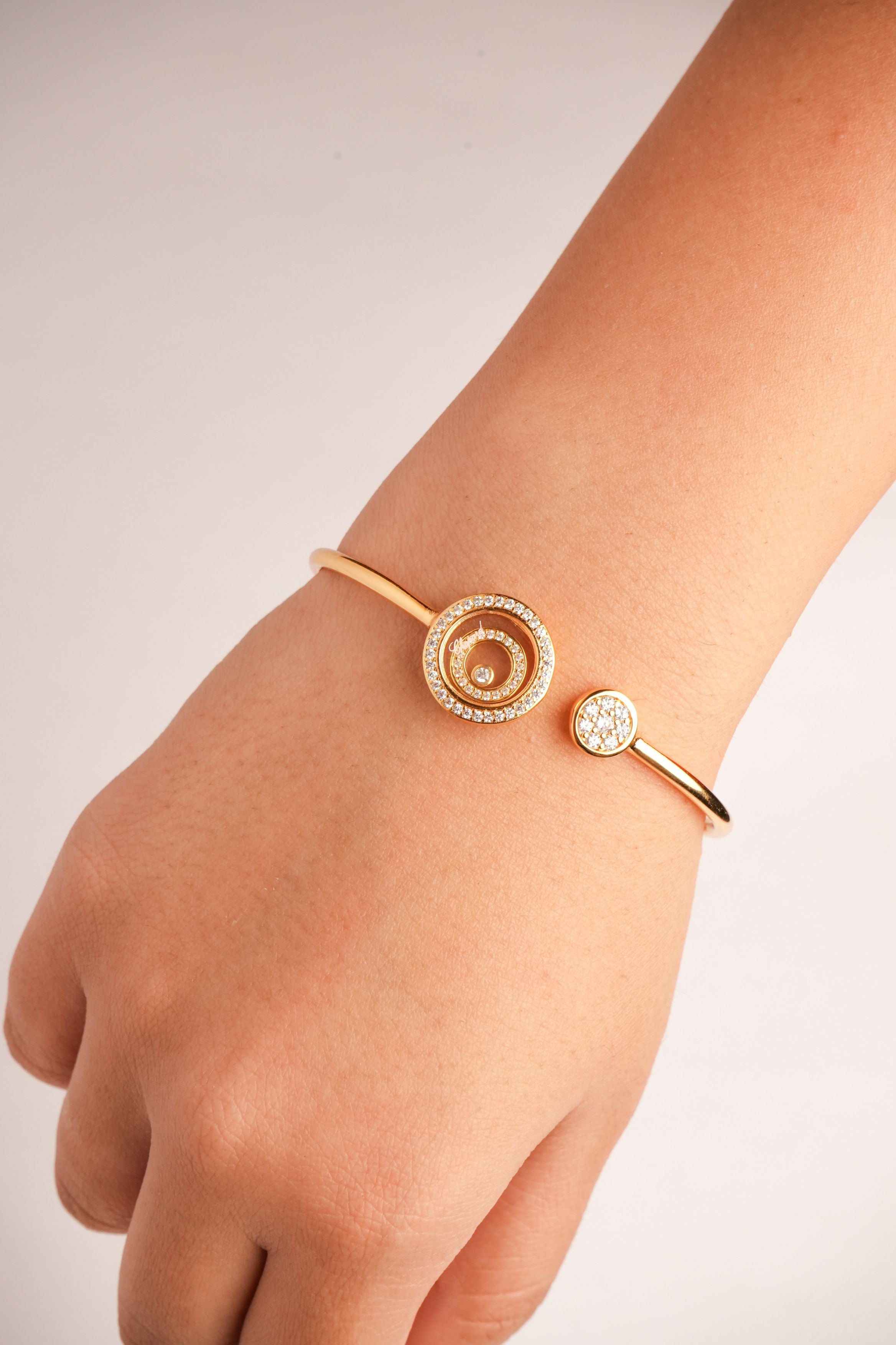 Alphabet CHPRD Gold Safety Pin CZ Bracelet | Statement Fashion Jewelry