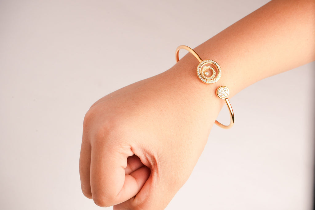 Alphabet CHPRD Gold Safety Pin CZ Bracelet | Statement Fashion Jewelry