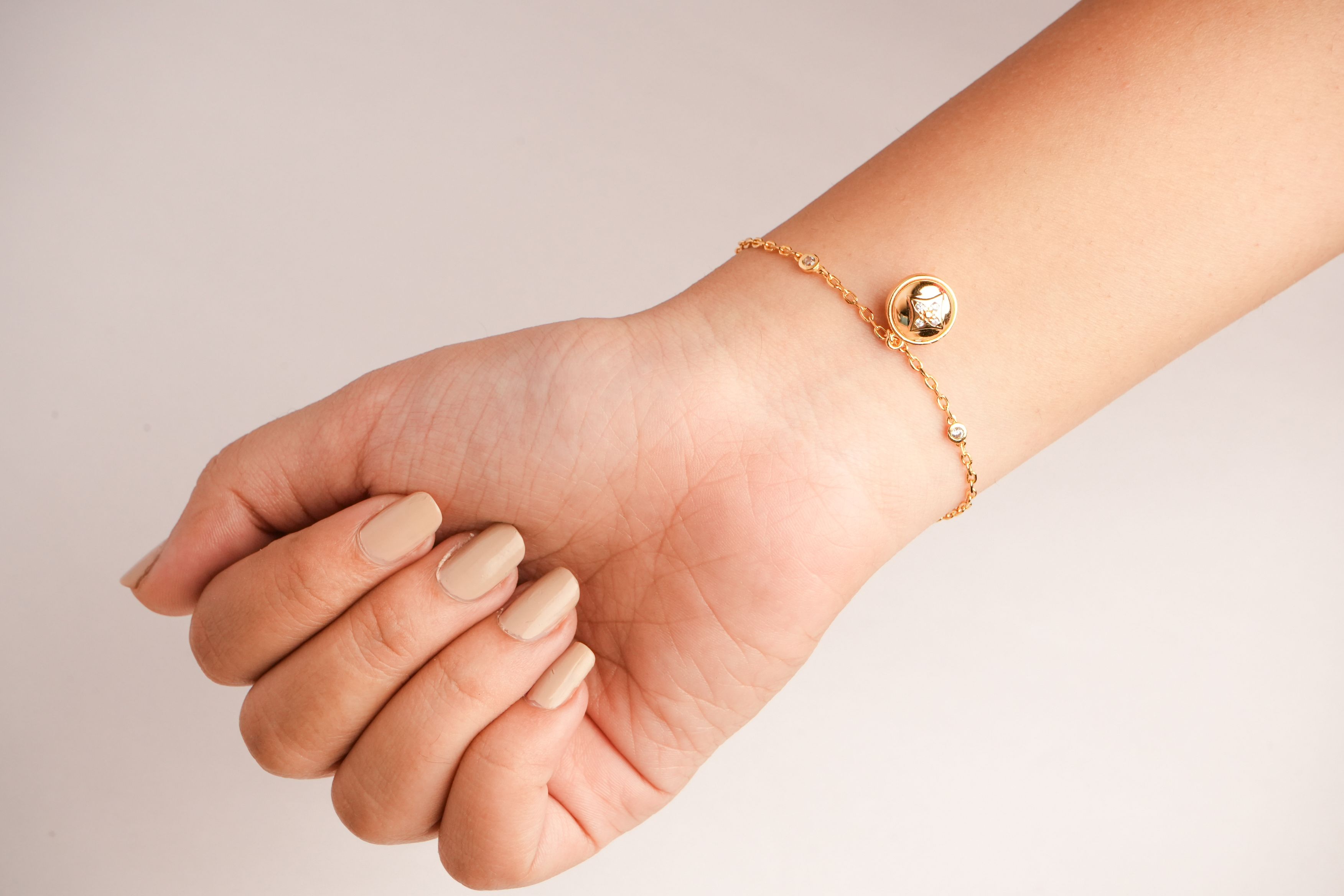 Alphabet L V Round Ball CZ Charm Bracelet | Designer Inspired Fashion Jewelry