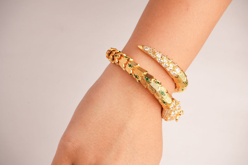Alphabet BVL Snake Head Bracelet in Gold Plating | Luxury Designer Inspired