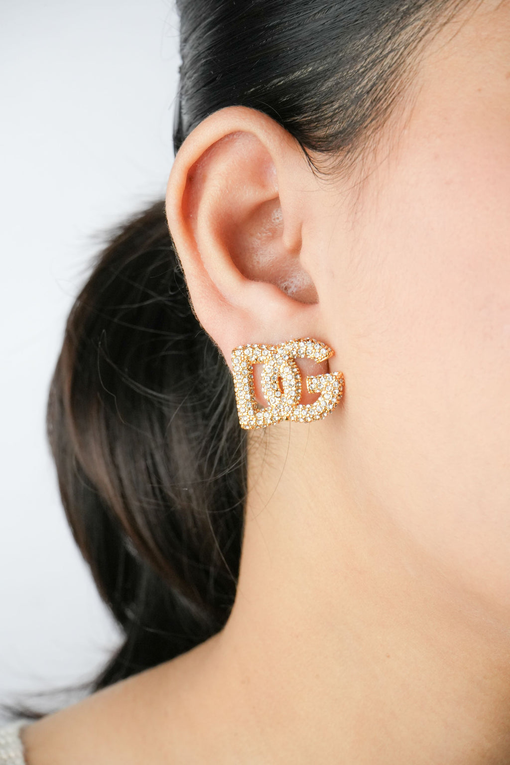 Alphabet DG CZ Studs in Gold Plating | Sparkly Fashion Earrings