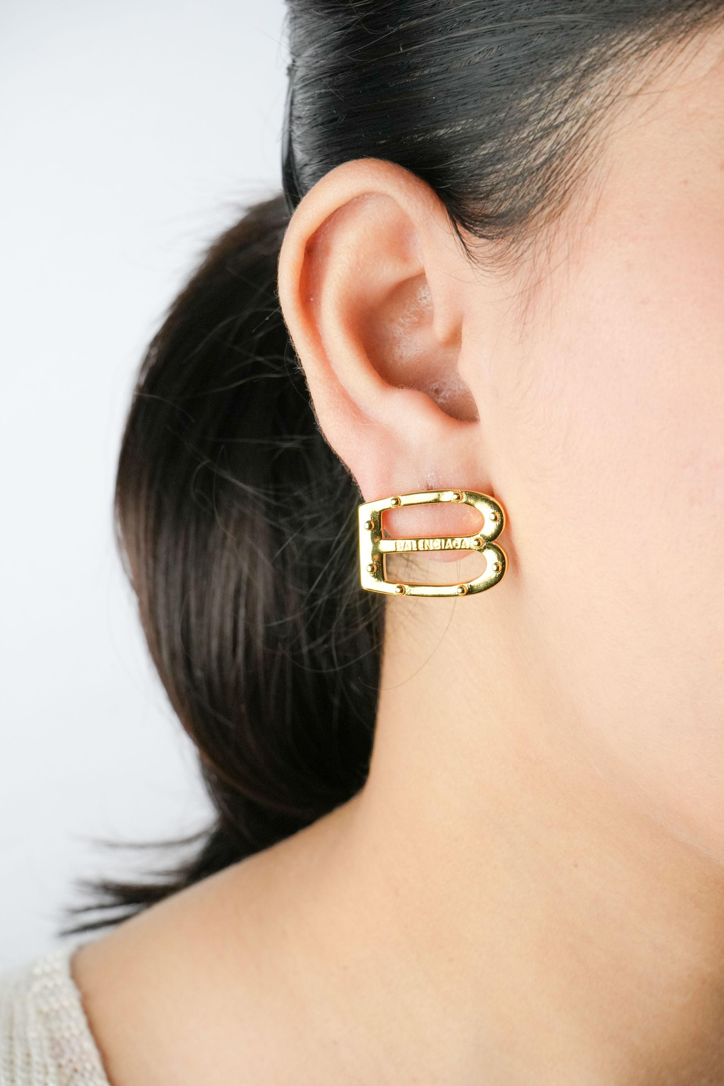 Alphabet BLCG Studs in Gold | Minimalist Designer Earrings