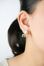 Alphabet M Studs with Pearl and CZ | Elegant Fashion Earrings