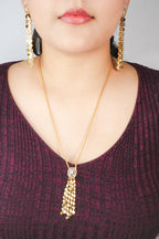 Alphabet MSSK Signature Pendant Set with Diamond in Gold Plating | Luxury Necklace Set