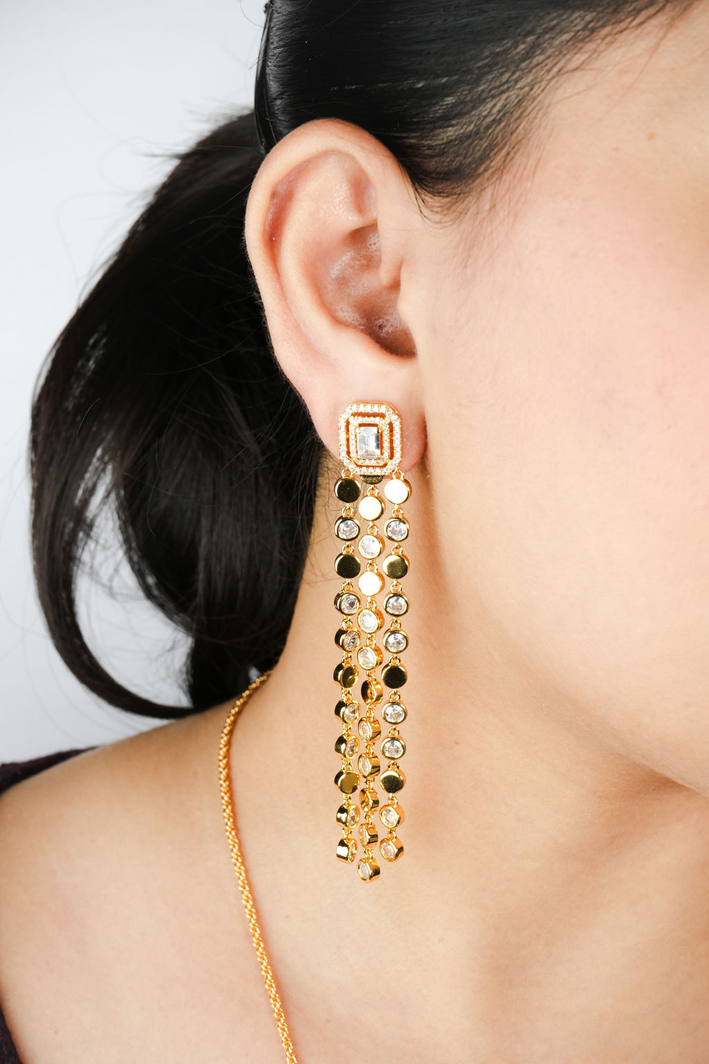 Alphabet MSSK Signature Pendant Set with Diamond in Gold Plating | Luxury Necklace Set