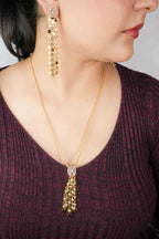 Alphabet MSSK Signature Pendant Set with Diamond in Gold Plating | Luxury Necklace Set