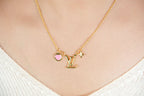 Alphabet L V Sleek Gold Chain with Logo and Pink Heart Motif | Love Necklace