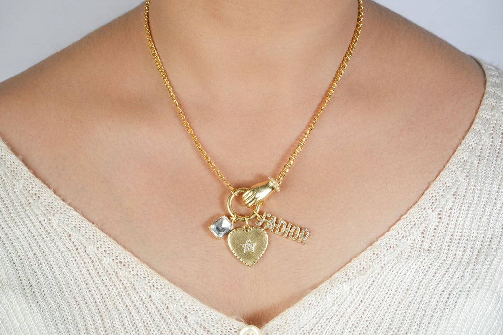 Alphabet D Matt Gold Charms Pendant Chain | Designer Fashion Necklace