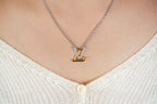 Alphabet L V Platinum Chain with Dual Plated Logo in CZ | Designer Necklace
