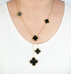 Alphabet VCA 5 Petal Gold Chain in Black | Designer Fashion Necklace