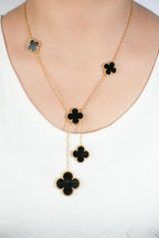 Alphabet VCA 5 Petal Gold Chain in Black | Designer Fashion Necklace