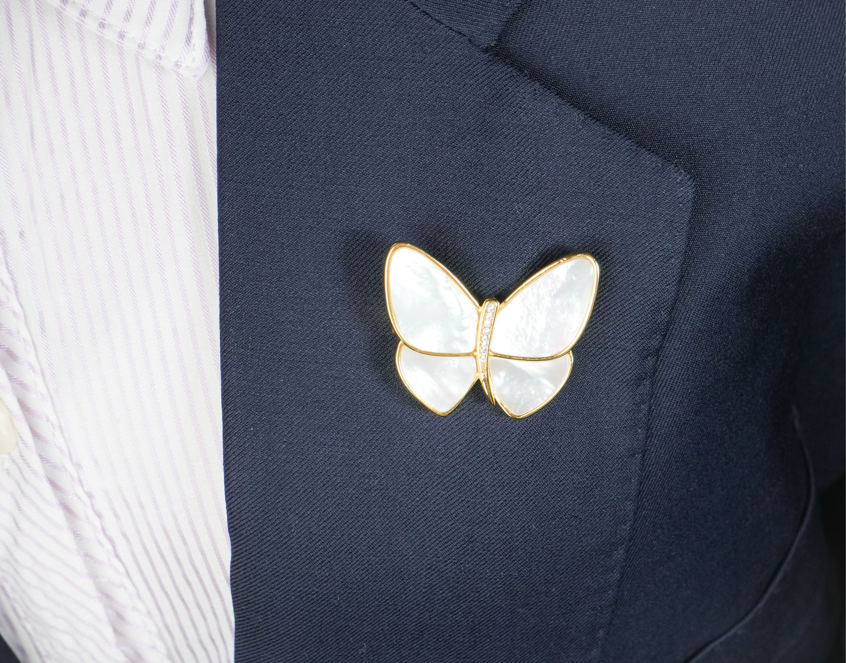 Alphabet VCA MOP Butterfly Brooch | Mother of Pearl Designer Fashion Pin